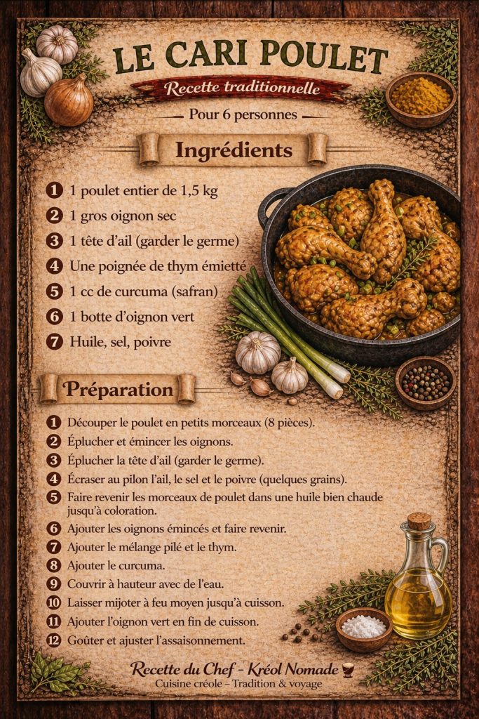 Recette traditionnelle du cari poulet réunionnais – Chef Kréol Nomade