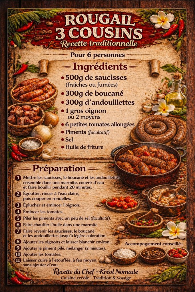 Rougail 3 cousins, recette réunionnaise traditionnelle