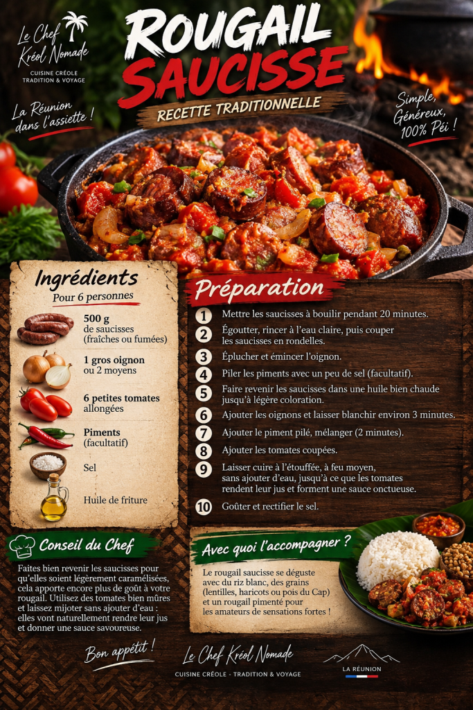 Fiche recette du rougail saucisse réunionnais traditionnel