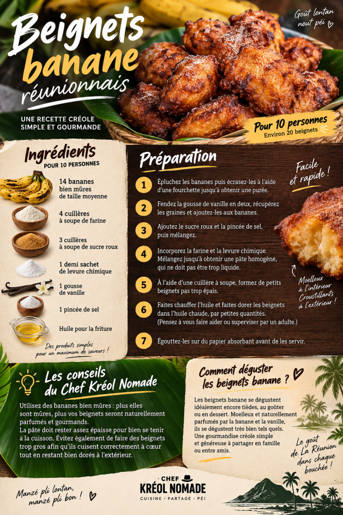 Fiche recette des beignets banane réunionnais traditionnels – Chef Kréol Nomade